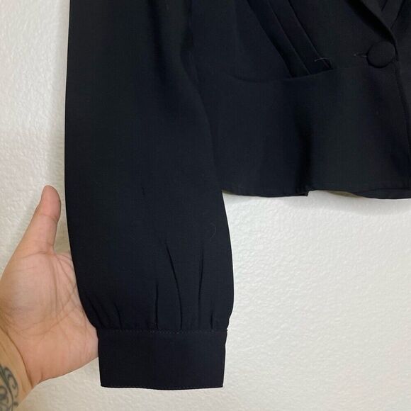 Revolve About Us Black XXS Blazer Style Wrap Blouse Long Sleeve Button Top Work - Picture 9 of 11